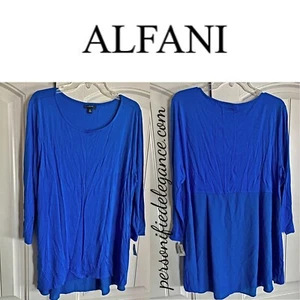 NUEVO Alfani Blue Crest Hi-Lo Medios Mixtos Top Blusa Camisa Talla XXL $39.50 - Imagen 1 de 7