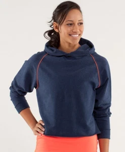 Lululemon Womens Please Me Pullover Inkwell / Light Flare Blue Cropped Hoodie 12 - Picture 1 of 9
