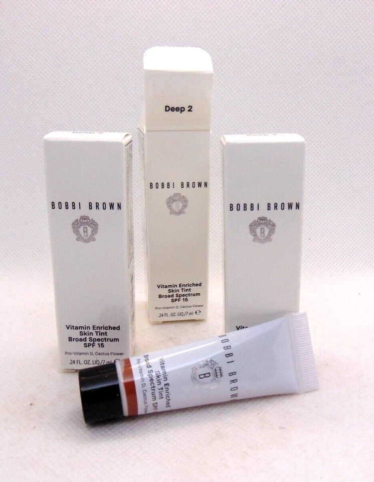 Lot of 3 BOBBI BROWN Vitamin Enriched Skin Tint Spf 15 Deep 2 0.24oz/7ml NIB - Image 1 of 1