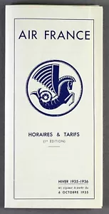 AIR FRANCE AIRLINE TIMETABLE WINTER 1935/36 HORAIRES & TARIFS AF - Picture 1 of 5