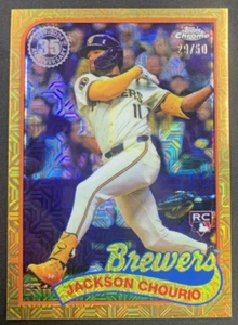 2024 Topps Update Gold Silver Pack Chrome /50 Jackson Chourio RC Brewers - Foto 1 di 2