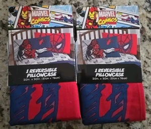 Marvel Comics Spider-Man Reversible Pillowcase Red Blue 20x30 - Lot of 2 - Picture 1 of 1