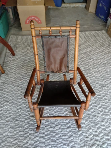 Vintage Oak Hill Child Doll Mini Rocking Chair - Traditional Colonial Spindles Cover