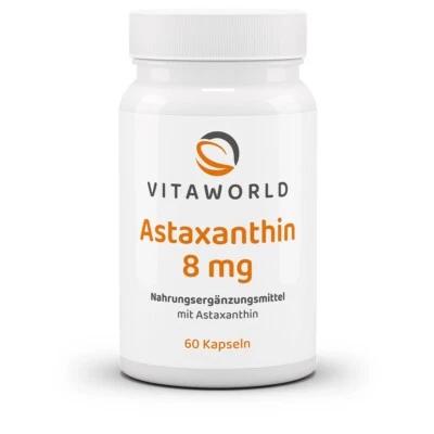 Vita World Astaxanthin 8mg 60 Kapseln Vegan Haematococcus pluvialis Antioxidant