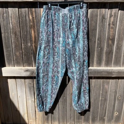 80s 90s Sunwear Gear Surf Parachute Baggy Pants tag XL 32-36" hidden gecko print - Image 1 of 4