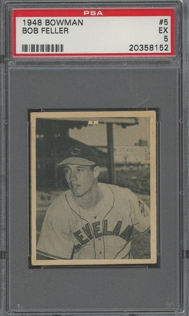 1948 Bowman #5 Bob Feller Cleveland Indians HOF PSA 5 EX