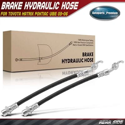 2x Rear Left & Right Brake Hydraulic Hose for Toyota Matrix Pontiac Vibe 03-06 - Image 1 of 4
