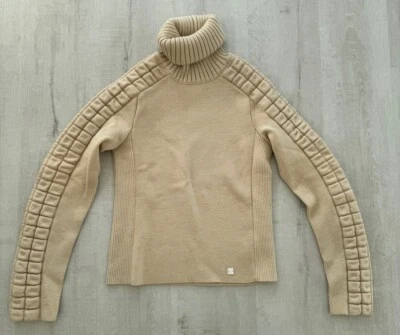 Chanel CC logo Ivory Cream Off-White Quilted Choco Bar Sweater turtleneck 00A - Image 1 of 4