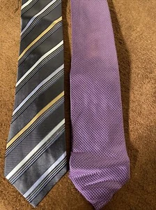 Ermenegildo Zegna Lot of 2 Geometric Silk Ties Made in Italy 59 x 3 3/4 - Picture 1 of 5