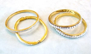 Lot of Signed Swarovski Crystal Hinged & Bangle Bracelet Swan Logo - Picture 1 of 10