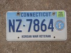 Connecticut Korean War Veteran License Plate NZ7864 Military Army Marines Navy