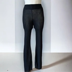 NWOT Free People Mesh Semi Sheer High Waisted Pull On Mini Flare Pant Black S - Picture 1 of 8