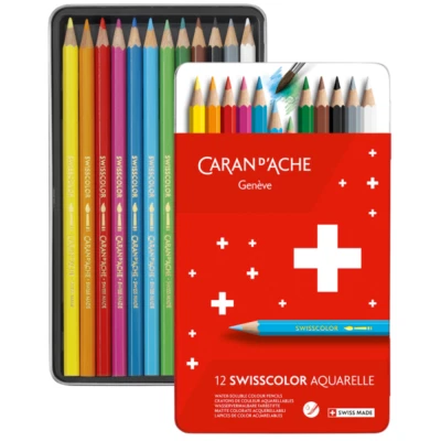 Caran d'Ache SWISSCOLOR Aquarelle Pencil Tin (12pc) - Image 1 of 4