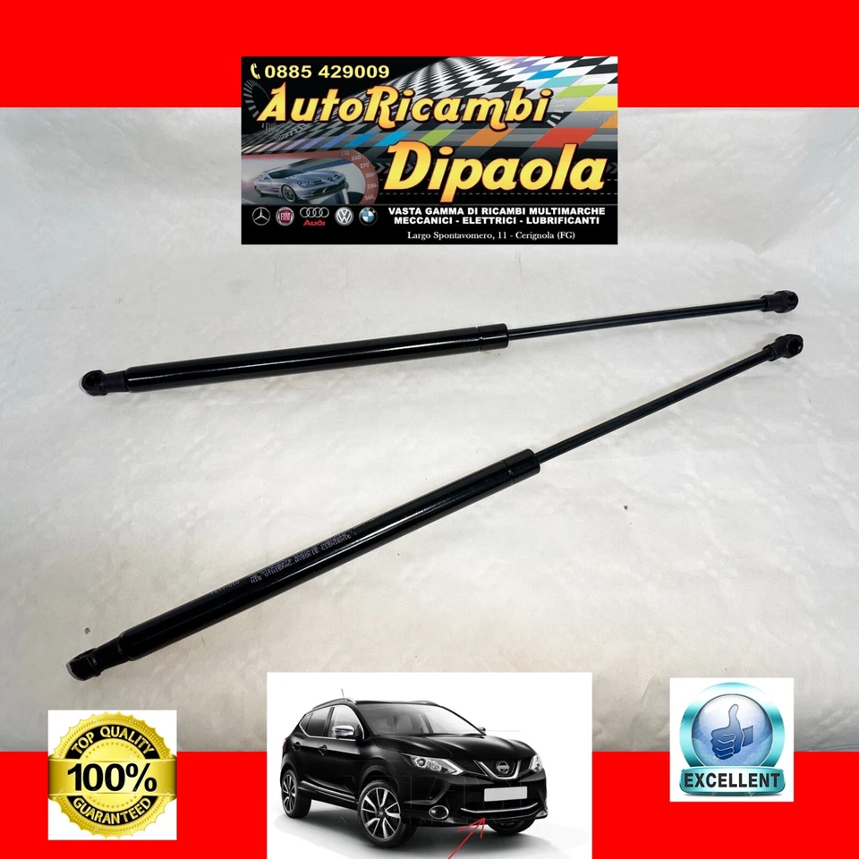 2 COPPIA MOLLE A GAS PISTONCINI AMMORTIZZATORI COFANO POST NISSAN QASHQAI II J11 - Immagine 1 di 2