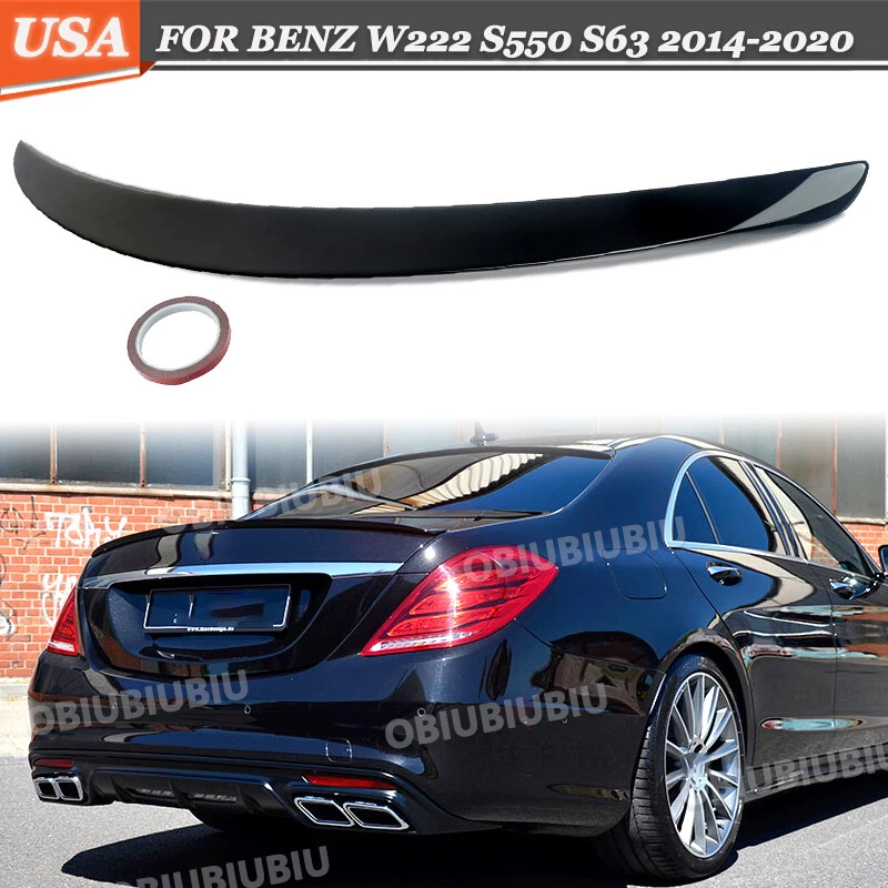 For Mercedes Benz W222 S550 S63 2014-2020 Rear Trunk Spoiler Lip Gloss Black - Imagem 1 de 4