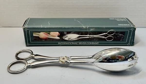 International Silver Company Plated Salad Tongs Scissor Style In Box 10.5" - Picture 1 of 6