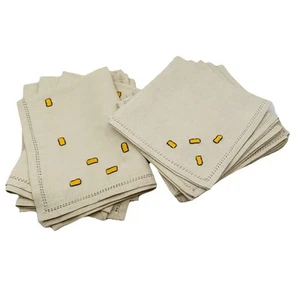 Linen Placemats Set of 4 & 7 Matching Napkins Cottage Grabdma Natural Vtg 16x11 - Picture 1 of 15