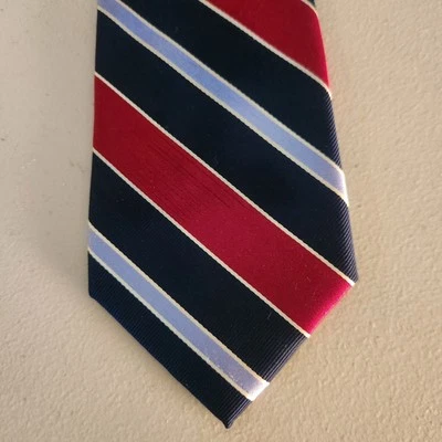 Corbata Gh Bass Repp 100 % seda para hombre roja blanca azul rayas Power Neck Tie Business  Foto 1 de 4