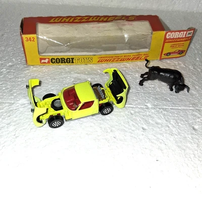 Corgi 342 Lamborghini Miura P400 Yellow Bull Figure 1970 Vintage. VGC REF UR32 - Image 1 of 4