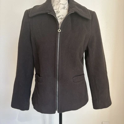 Vintage Kristen Blake Wool Coat Jacket Brown Zip Front USA Made Women’s Size M - Image 1 of 4