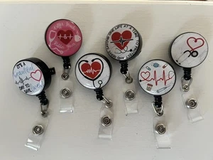 Nurse/Doctor Retractable Badge Holder - Badge Reel Lanyards Steth Tag Lot Of 6 - Picture 1 of 6