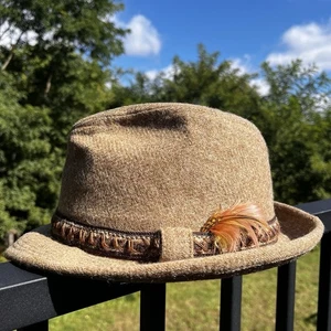 Vintage Dobbs Fedora Herren Größe L braun Wollhut Feder Oktoberfest - Bild 1 von 7