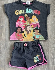 Grey And Pink Disney Princess Girls Squad T-shirt and shorts set Size 4t - Picture 1 of 5