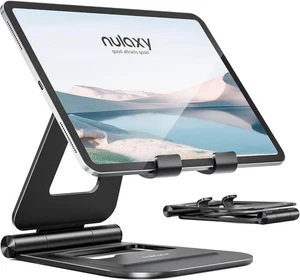 Nulaxy Aluminum Dual Foldable Ipad Stand, Fully Adjustable Desktop Tablet Holder - Afbeelding 1 van 15