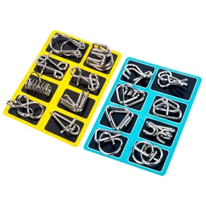 16 Pieces Brain Teaser Unwind Intelligence Deduction Games Puzzles Ring Buckle - Picture 1 of 12