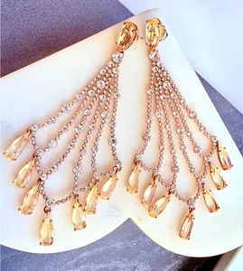 Kate Spade NY Rose Gold Crystal Cascade Chandelier Earrings Statement Dangle - Picture 1 of 9