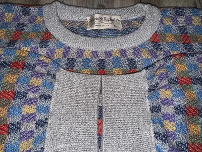 Vintage Tricots St. Raphael Men’s Multicolored Patterned Crew Neck Sweater XL - Image 1 of 4