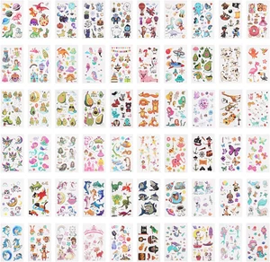 ACWOO Tatuaggi Temporanei Finti per Bambini, 60 Fogli, Set per per Ragazzi, Cart - Imagen 1 de 8