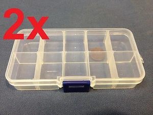 2x Clear Plastic Case Wholesale Container Nail Art Box tips Storage Compartment - Picture 1 of 3