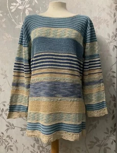 Vintage Marisota LadiesPlus size mix patternJumper with Metallic lurex SZ 12/14 - Picture 1 of 5