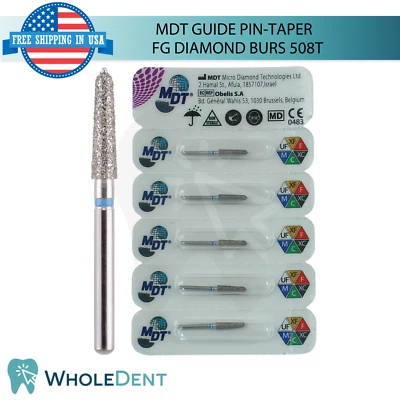 Dental MDT Guide Pin-Taper 508T FG Diamond Burs Medium Grit L21.0mm Restorations - Image 1 of 4