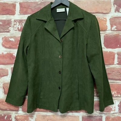 Chaqueta Draper's & Damon's Mujer Pequeña Verde Gamuza Texturizada Botón Frontal Blazer Foto 1 de 4