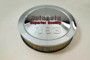 14" Small Block Chevy 383 Logo Chrome Air Cleaner Filter Recess Drop Base SBC - Foto 1 di 2