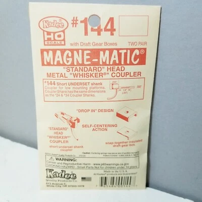 Kadee 144 Short Underset Shank Mtl Whisker Couplers 2 pr HO Scale 242 Draft Gear - Image 1 of 2