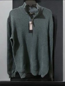 Daniel Bishop Heritage Green Waffle Knit 1/4 Zip Pullover Sweater Mens Medium - Picture 1 of 3