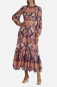 Zimmermann Laurel Billow Embroidered Ruffled Linen Midi Dress BNWT$895 4 AU14-16 - Picture 1 of 9