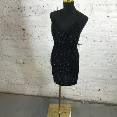 Vestido Alice + Olivia Para Mujer 4 Cristal Adornado Mini Vestido Negro Informal $595 Foto 1 de 4