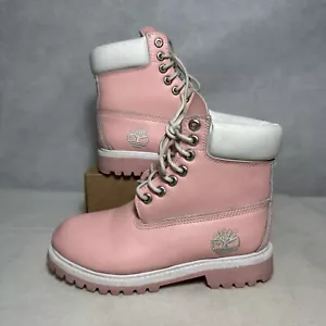 Timberland New Girls Pink Junior Leather Boots Shoes UK Size 6.5 Preloved - Picture 1 of 9