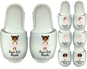 Flower Girl Slippers Personalised Junior Bridesmaid Mini Bride Gift Wedding - Picture 1 of 18