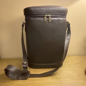 Leather Wine Bag 2 Bottle with Shoulder Strap ~ Tiptop & Twistup - Picture 1 of 5