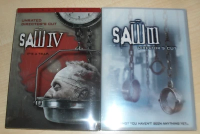 Saw 3 + 4 / III + IV / 2 x DVD - Unrated Director's Cut Slipcase - Image 1 of 2