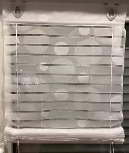 Raffrollo mit Ösen Raffgardine Fenstergardine ohne Bohren Weiß Modern mit Haken - Bild 1 von 4