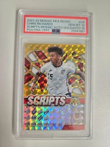 Panini Mosaic 2021 FIFA WC Scripts Auto Gold Chris Richards/10 Dual Gem PSA 10 - Imagen 1 de 2