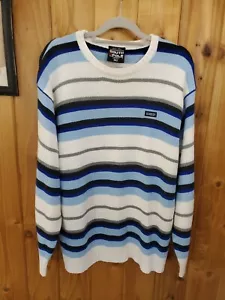 Vintage South Pole Striped Sweater Size XL Blue White Southpole - Picture 1 of 10