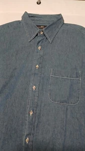 Lee Abbigliamento Autentico Camicia Uomo XL Med-Weight 100% Cotone Denim Manica Lunga - Foto 1 di 7