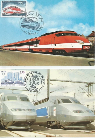 2 High Speed Trains Railroad Locomotive Transportation France Maximum Card Cover